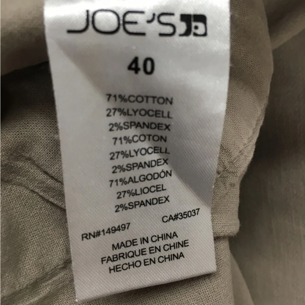 Joe’s Slim Straight Jeans Size 40W X 32L Tan Casual Stretch Denim